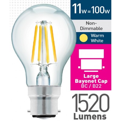 Buy 100w 11w Clear LED GLS Bulbs BC only 3.99